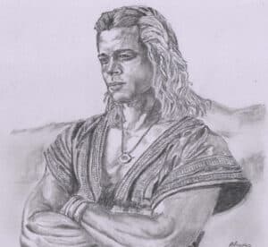 BRAD PITT (ACHILLE) dessin de claude Blaesius